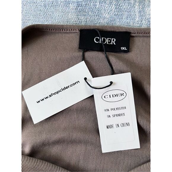 NWT! Cider Brown Ribbed Knit Ruched Side Long Sleeve Dress 1XL - Picture 3 of 6